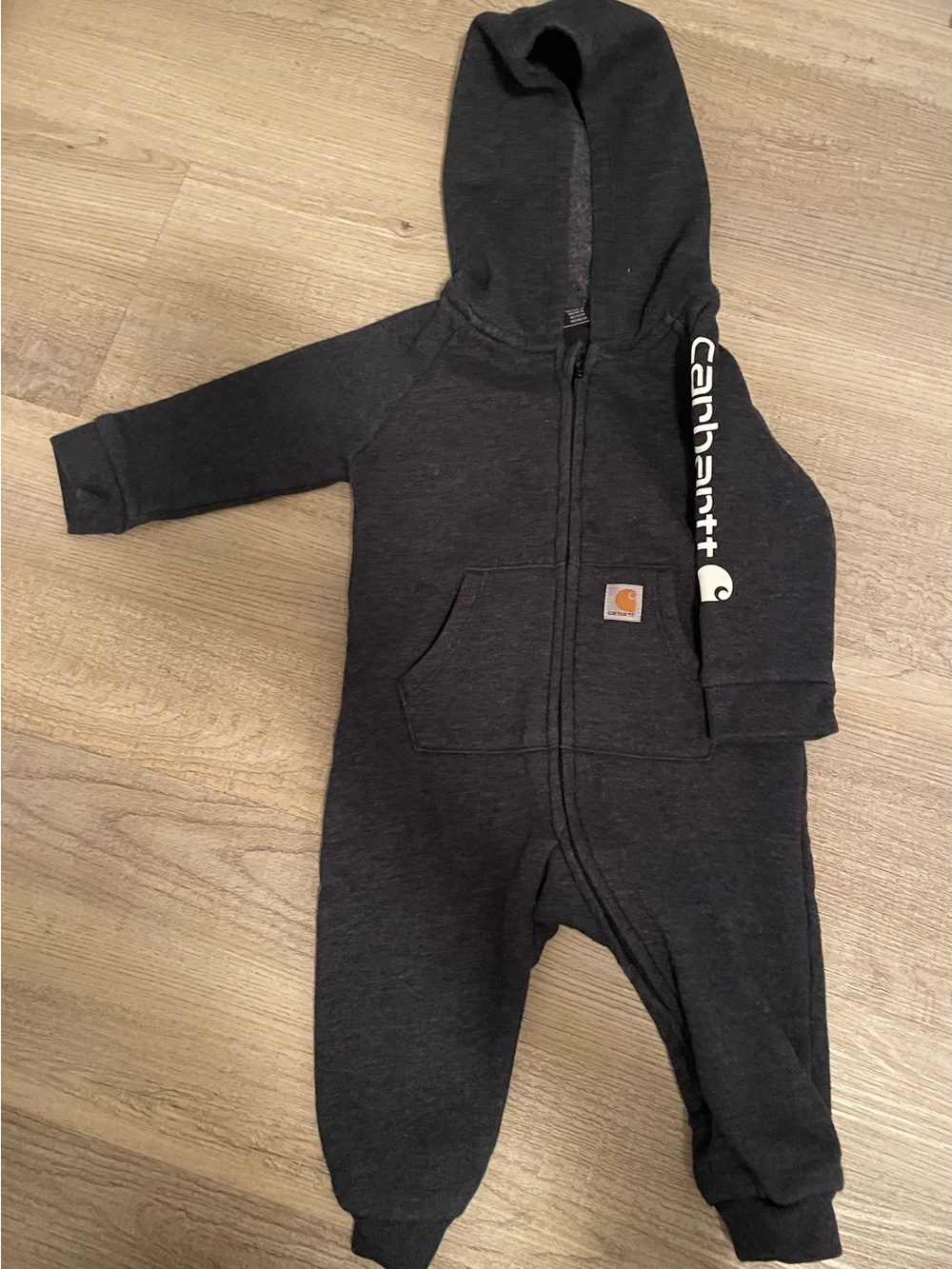 Carhartt Dark Gray Hooded Zip-Up Baby One-Piece